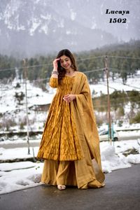 ของขวัญล่าสุดสำหรับคอลเลกชัน3ชิ้นลายพิมพ์ kurti ที่สวยงามแฟนซีพร้อมพาลาซโซและ dupatta แบบเต็มรูปแบบ - Product Image 4