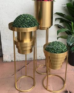 Juego de macetas de metal dorado de alta calidad para jardín, boda al aire libre y decoración del hogar, maceta de diseño elegante a precio mayorista - Product Image 6