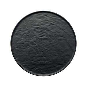 M1934 Tray Round <b>Black</b> Effetto Pietra C Bordo Porcelain 30 cm for Restaurant Catering Hotel Supplies Wholesale - Product Image 1