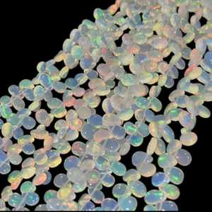 Perles éthiopiennes en forme de poire lisse opale de feu naturelle brin de pierres précieuses perles en vrac pour collier bracelet fabrication de bijoux approvisionnement - Product Image 1