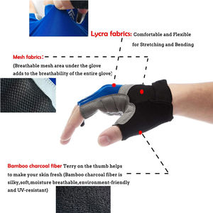 Guantes de ciclismo de medio dedo para hombres y mujeres, guantes de fitness para entrenamiento, transpirables y cómodos, material de nailon ligero - Product Image 2