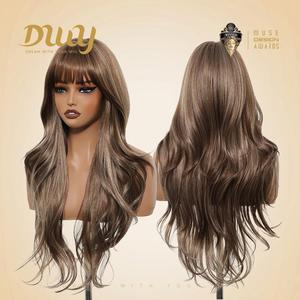 Elara-DWY MiraScalp Tea Brown Long-Length Wave Synthetic <b>Wig</b> Glueless for Big Scalp Area US Only - Product Image 2