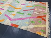 Hochwertiger marokkanischer Berber-Teppich, gemütliche Woll-Pastellfarben, authentischer handgewebter geometrischer Teppich, moderner Hochflor-Teppich für das Wohnzimmer