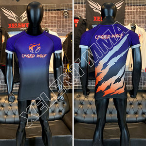 เสื้อโต้คลื่นสำหรับผู้ชายเสื้อแขนยาวผ้าไนลอนสแปนเด็กซ์สีดำโลโก้แบบกำหนดเอง - Product Image 6