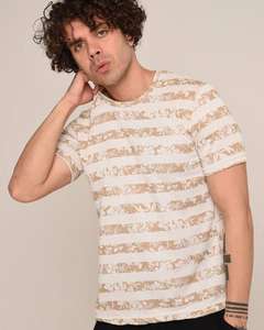 Camiseta de algodón a la moda para hombre Top de punto de manga corta informal a la moda estampado de rayas horizontales para ropa deportiva de verano - Product Image 5