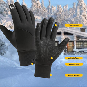 Gants d'hiver à doigt complet résistants à l'eau en polyester léger et antidérapant pour la course à pied pour hommes en polyester chaud - Product Image 4