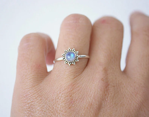 Best <b>Friend</b> <b>Gift</b> Boho Rainbow Moonstone Sterling Silver Ring Stylish Fashion Accessory <b>for</b> Girlfriend Romantic Present - Product Image 1