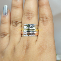 Bague rotative en argent sterling 925 massif, anneau anti-stress pour le pouce, en laiton et cuivre, bague rotative statement pour unisexe
