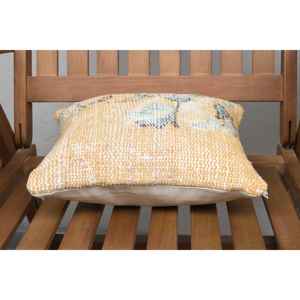 Diseño rústico 12x12 pulgadas Beige lana Kantha Patchwork almohada tejida Vintage bordado estampado Floral para piso de coche Navidad - Product Image 5