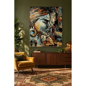 Fida, Mujer en Perfil con Pendientes de Aro, Pintura al Óleo con Espátula, Impresión en Lienzo - Product Image 3