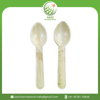 Cucharas Desechables de Hoja de Palma Biodegradables y Compostables, Ecológicas, de Fabricante Indio, 16 cm, Color Natural, para Fiestas y Viajes