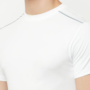 Camiseta deportiva de manga corta para hombre, camiseta de entrenamiento de alta elasticidad, transpirable, de secado rápido, camisetas deportivas ajustadas en blanco de lujo - Product Image 6