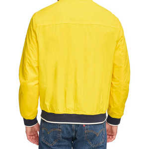 Chaqueta de cuero de bombardero de piel de oveja genuina para hombre, chaquetas de cuero para motocicleta, chaqueta de hombre de Color amarillo - Product Image 4