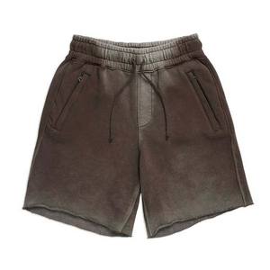 Short de survêtement noir délavé à l'acide pour hommes 100% coton brodé à séchage rapide et respirant avec poches latérales à la taille élastique pour OEM - Product Image 6