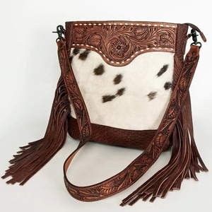 Bolso bohemio con flecos de cuero de vaca, bolso de compras con tallado a mano, borla, bolsos bohemios con flecos occidentales - Product Image 2