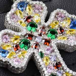 Pendentif Hip Hop Multicolore Croix Moissanite Formes Multiples Plaqué Rhodium Bijoux Fins Glacés Breloques - Product Image 2