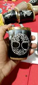 Polished Buffalo Horn Drinking <b>Glass</b> Christmas Beverage <b>Set</b>-Waterproof Horn Cup for Wine Coffee <b>Beer</b> India - Product Image 4