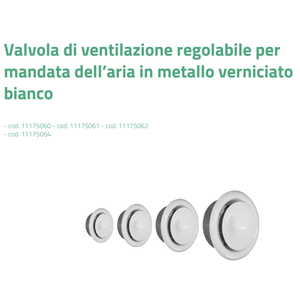 Grilles de ventilation rondes réglables en aluminium peint blanc Tecnosystemi, design minimaliste pour système CVC - Product Image 2