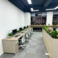 Poste de travail modulaire moderne pour bureau, table de bureau pour 6 personnes avec écran de confidentialité et cloison de rangement