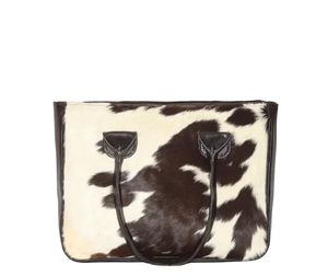 Handmade Brown and White Cowhide <b>Leather</b> Tote <b>Bag</b> Fashionable <b>Lady's</b> Shoulder Purse with Natural Hide Hair-On <b>Leather</b> <b>Bag</b> - Product Image 2