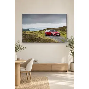 Impression sur toile Fida Red Mercedes CLA sur fond de terrain ensoleillé - Product Image 5