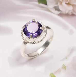 Handmade Rhodium Plated Iolite Ring 925 Sterling Silver Luxury Purple Blue Gemstone Jewelry Elegant Gift for <b>Women</b> Boho Design - Product Image 4