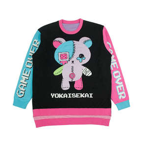 Custom Fully Knitted Jacquard Wool/Acrylic Winter Casual V-neck Anti-Wrinkle Sweater Designer Letter Monogram Womens Knitwear - Product Image 1