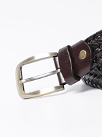 Ceintures tressées de haute qualité en cuir véritable pour hommes 2025 Logo personnalisé ceinture décontractée marron foncé pour hommes en gros OEM