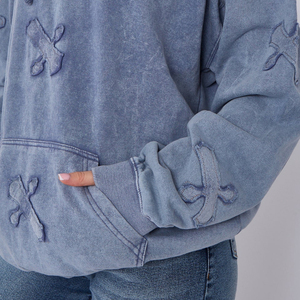 Sudadera con Capucha de Algodón Grueso para Mujer, Diseño Informal de Invierno, Lavado Ácido, con Estampado Personalizado en la Parte Delantera - Product Image 4