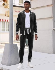 Survêtement en velours unisexe avec logo personnalisé Survêtement en velours avec broderie personnalisée Ensemble sweat à capuche et jogging en velours de haute qualité - Product Image 3