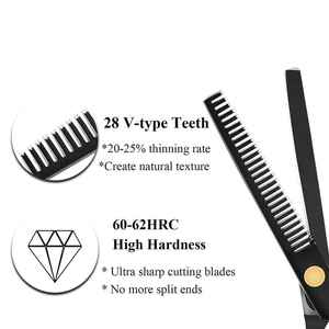 ชุดกรรไกรตัดผมสำหรับช่างตัดผมชุดกรรไกรตัดผมสีดำ - Product Image 3