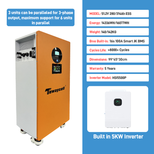 Sistema de Almacenamiento Solar Todo en Uno Tewaycell 16kWh + Inversor de 5kW, Batería LiFePO4 de 51.2V 314Ah, Kit Inteligente WiFi Integrado para el Hogar - Product Image 2