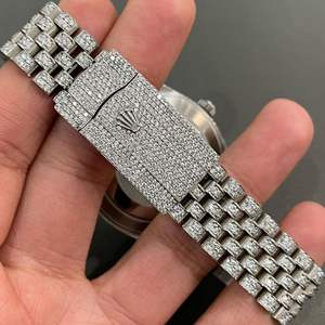 Montre automatique de luxe sertie de moissanite en or rose, style bijoux hip-hop - Product Image 4