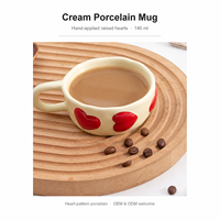 Tasse à café en céramique à motif cœur, tasse en porcelaine avec poignée, style coréen, vaisselle pour la maison, le bureau, cadeau