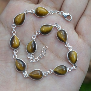 ทำด้วยมือ925เงินสเตอร์ลิงสร้อยข้อมือสไตล์ Boho กับพลอยตาเสือเครื่องประดับสร้อยข้อมือเทนนิสที่กำลังมาแรงสำหรับของขวัญผู้หญิง - Product Image 4