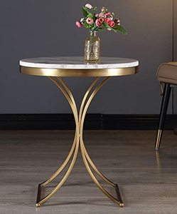 Round Modern White <b>Top</b> Metal Steel <b>Marble</b> <b>Side</b> <b>Table</b> With Golden Base Furniture Living Room Decorative <b>Table</b> - Product Image 3