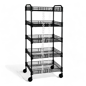 Almacenamiento de metal rodante de 5 niveles con cestas para cocina, organizador de gabinete de especias y uso de despensa - Product Image 6