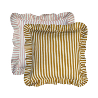 Housse de coussin en lin rayé magnifique à volants pour la maison, housse de coussin faite à la main, design luxueux, logo personnalisé, marque privée