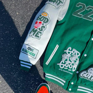 Vêtement de rue unisexe surdimensionné à col en V uni, couleur os, à séchage rapide, respirant, pour l'hiver, design personnalisé, coupe régulière, baseball scolaire - Product Image 4