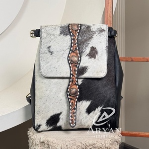 New 2025 Hand Tooled Genuine Leather Backpacks <b>Ladies</b> Travel <b>Bag</b> Custom Design Business School <b>Laptop</b> Backpacks for Women & Men - Product Image 1