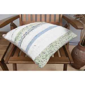 Multicolor Wool Patchwork Kantha Pillow <b>18x18</b> Inch Decorative Cushion Woven with Vintage Pattern - Product Image 4