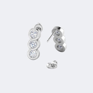 0.70CTW Round Bezel Set Linear Drop <b>Earrings</b> 14k Gold Lab Grown <b>Diamond</b> <b>Dangle</b> Studs Minimalist Jewelry for Women - Product Image 1