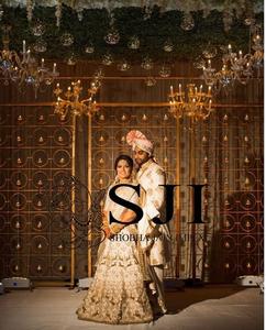 Shobha Jain Impex Half Moon Metallic Backdrop Panel <b>Wedding</b> Decorations Elegant Fiber Reinforced Plastic Arch Candle Walls <b>Props</b> - Product Image 4