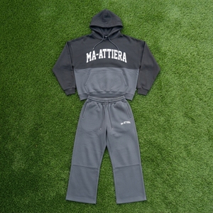 Conjunto de Sudadera con Capucha y Pantalones Deportivos Extra Grandes para Hombre, Color Gris Oscuro, Algodón y Felpa, Ropa Deportiva Informal, Venta al Por Mayor OEM - Product Image 4
