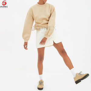 เสื้อสเวตเตอร์แขนยาวจับจีบด้านหน้าเปิดไหล่เสื้อสเวตเตอร์ให้ความอบอุ่น - Product Image 4