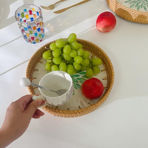 Bandeja redonda de laca de ratán de calidad superior para artesanía al mejor precio, bandejas tejidas con Incrustaciones de nácar - Product Image 2