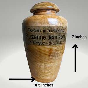 Stunning Mango Wood <b>Urn</b> for Human <b>Ashes</b> Full Size Keepsakes for Adults Children and <b>Pets</b> Engraved Personalization - Product Image 2