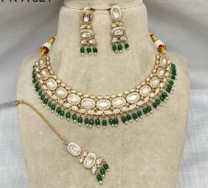 Luxury Kundan Brass <b>Bridal</b> <b>Set</b>-American Diamond <b>Necklace</b> & Earrings for Weddings Engagements Special Occasions - Product Image 5