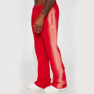 2024 nouveauté unisexe hommes pantalons de survêtement taille élastique 100% coton polaire côté vaporisateur lavé à l'acide empilé pantalon évasé - Product Image 1