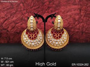 Kundan-Conjunto de pendientes y pendientes para fiesta, set de joyería de estilo indio, esmalte de oro alto, bonito diseño de lujo - Product Image 4